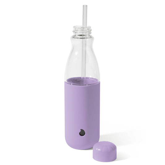 glass-original-bottle-18oz-a9 18oz_Lilac_Purple_Glass_Original_Bottle_Front_Cap_Off_Straw_In_Front_Cap_On_Straw_In.jpg