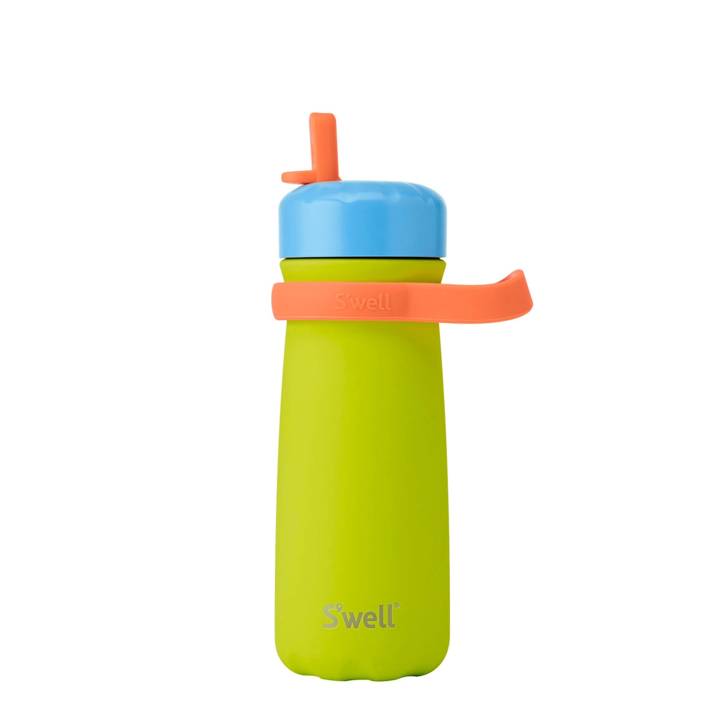 traveler-with-flip-straw-lid-16oz-u2 Swell-Kids-Water-Bottle-Traveler-16oz-Lime-Sherbet-Front-Lid-Up.jpg